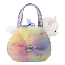 Load image into Gallery viewer, Fancy Pals White Cat in Big Bow Purple Bag

