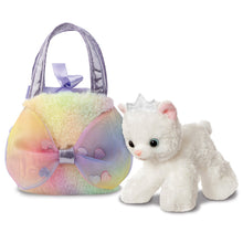 Load image into Gallery viewer, Fancy Pals White Cat in Big Bow Purple Bag
