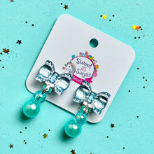 Load image into Gallery viewer, Sweet as Sugar Clip on Earrings Blue Bow
