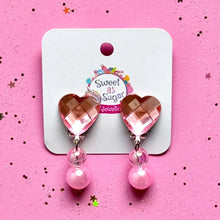 Load image into Gallery viewer, Sweet as Sugar Clip on Earrings Pink Heart

