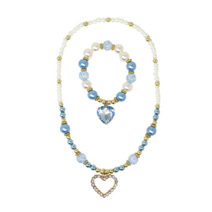 Pink Poppy Dance Pearl Heart Necklace and Bracelet Set