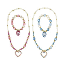 Load image into Gallery viewer, Pink Poppy Dance Pearl Heart Necklace and Bracelet Set
