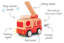 Load image into Gallery viewer, Wooden Fire Engine Work Truck with Sounds and Lightsr
