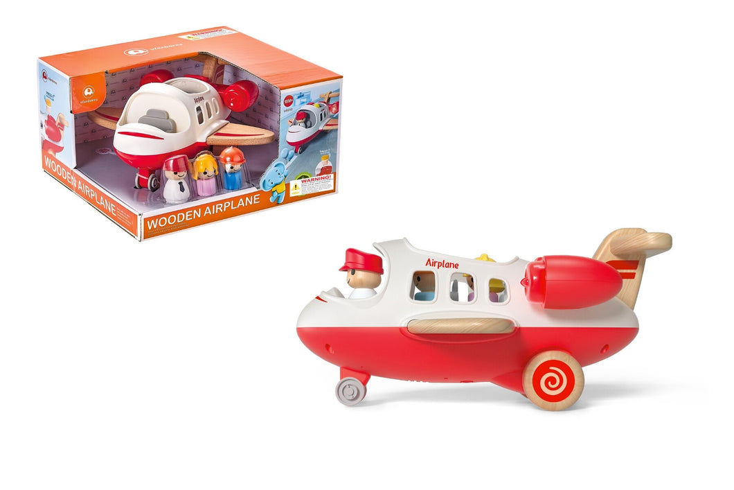 Wooden Airplane with Sounds and Lights in Red