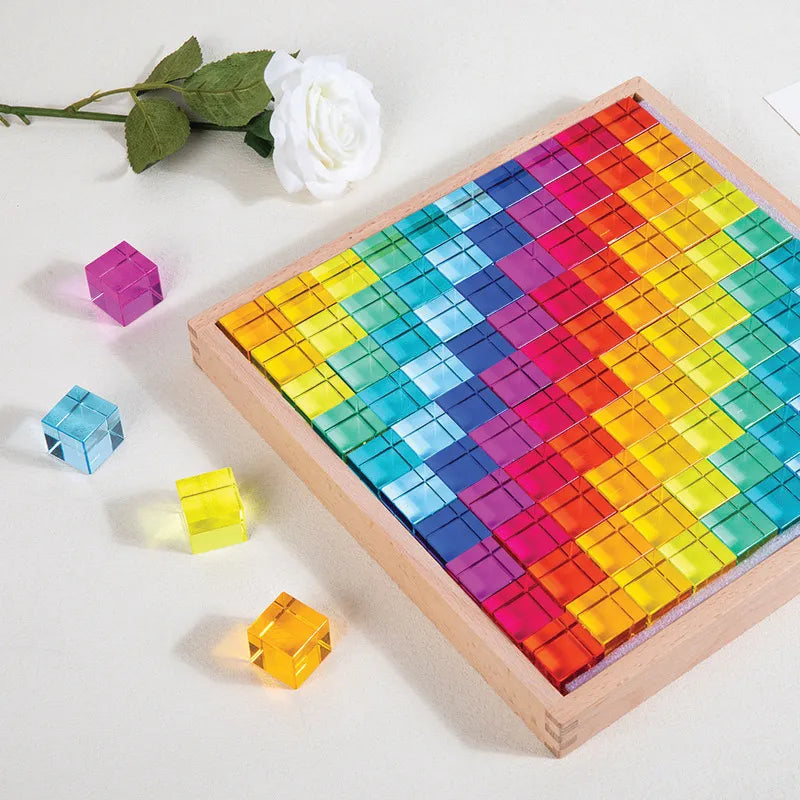 Acrylic Cubes with Wooden Tray