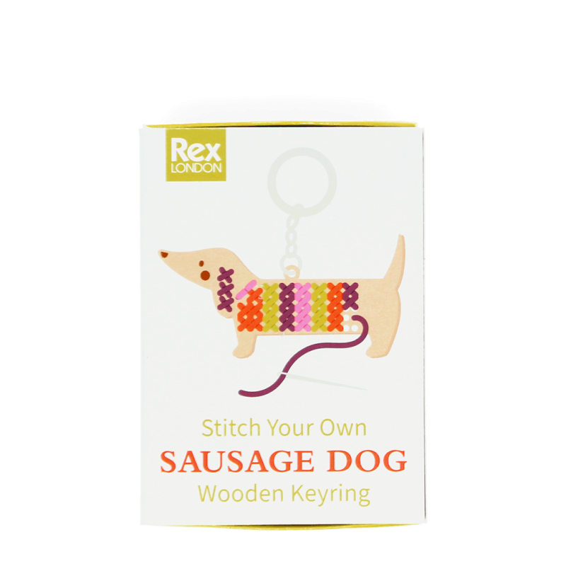 Rex London Stitch Your Own Wooden Sausage Dog Keyring