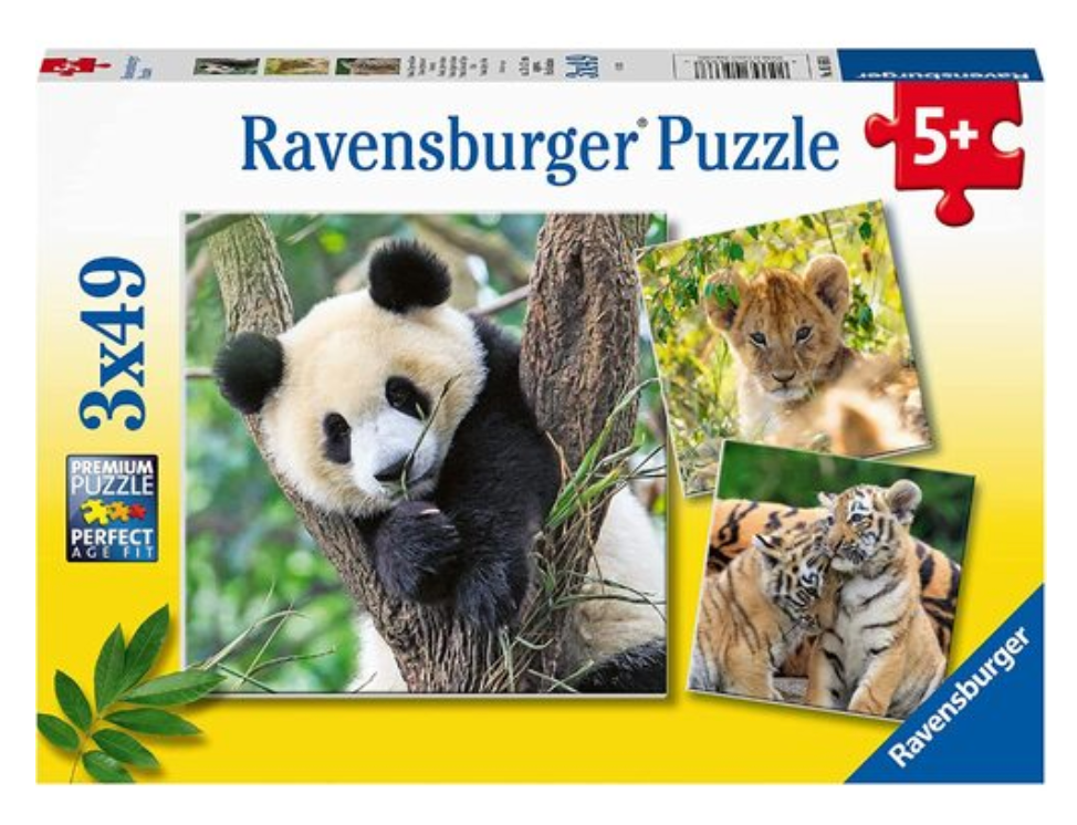 Ravensburger Panda, Lion & Tiger 3 X 49 Piece Puzzle