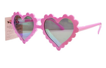 Load image into Gallery viewer, Love Heart Shaped Fashion Sunglasses Pink Scalloped Frame with Dark Lens
