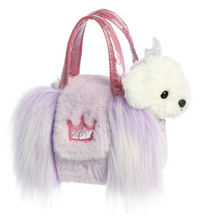 Load image into Gallery viewer, Fancy Pals Bichon in Purple Fur Bag
