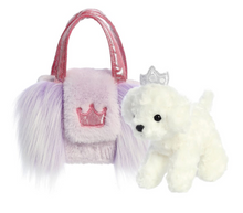 Load image into Gallery viewer, Fancy Pals Bichon in Purple Fur Bag
