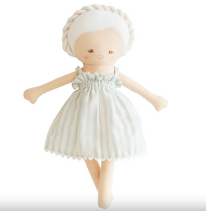 Alimrose Baby Daisy Doll Sage Stripes 28cm