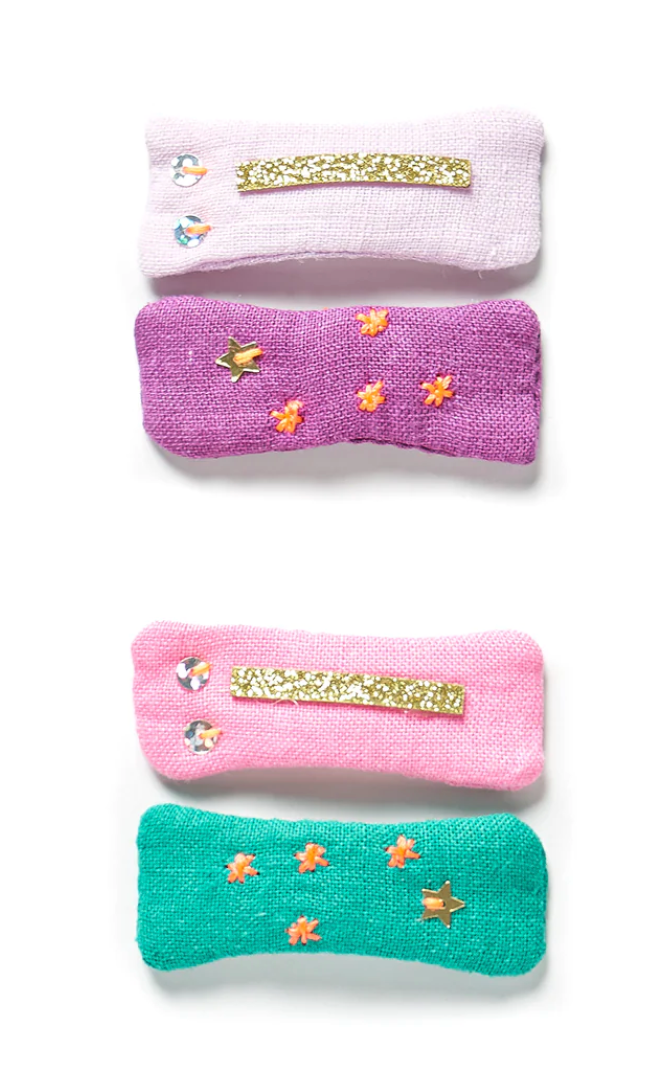 Rare Rabbit Stitched Fabric Hair Clips