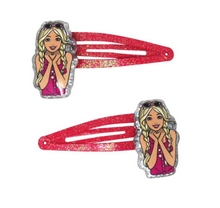 Load image into Gallery viewer, Pink Poppy Barbie Snap Clips
