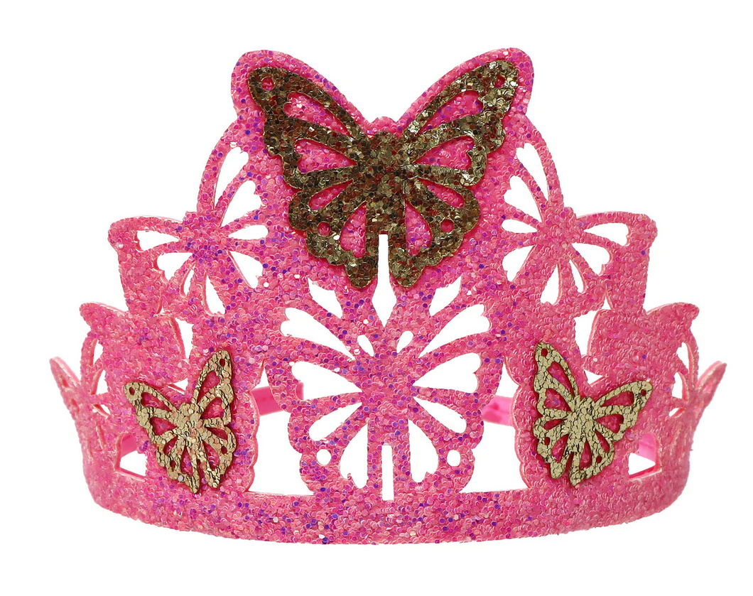 Pink Poppy Vibrant Vacation Butterly Soft Glitter Crown