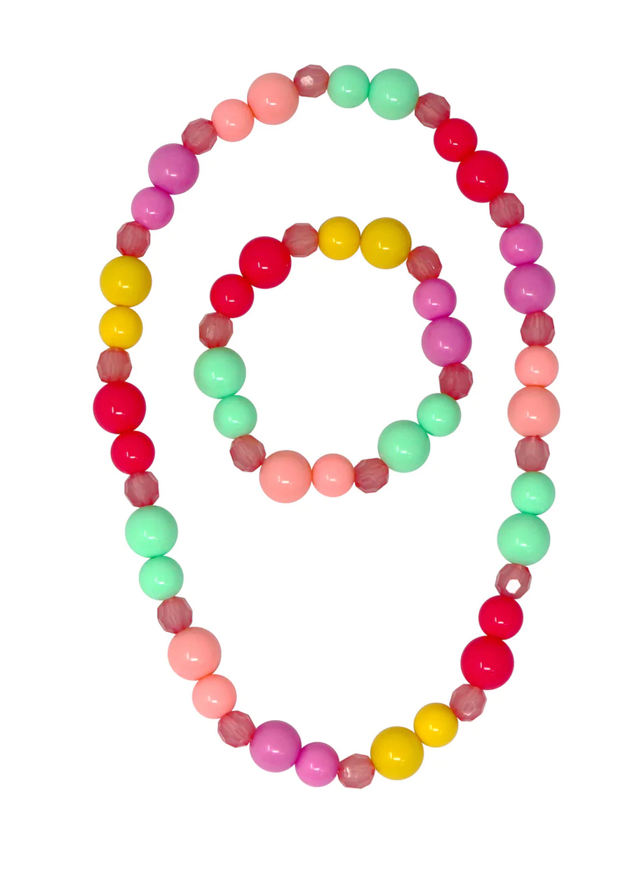 Pink Poppy Fairy Rainbow Necklace & Bracelet Set