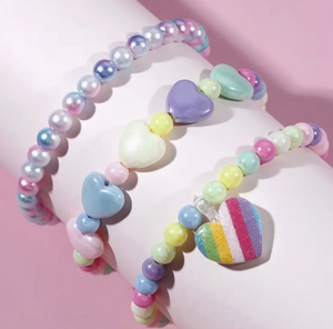 Set of 3 Bracelets Rainbow Love Hear