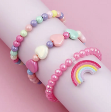 Load image into Gallery viewer, Set of 3 Bracelets Rainbow Charm
