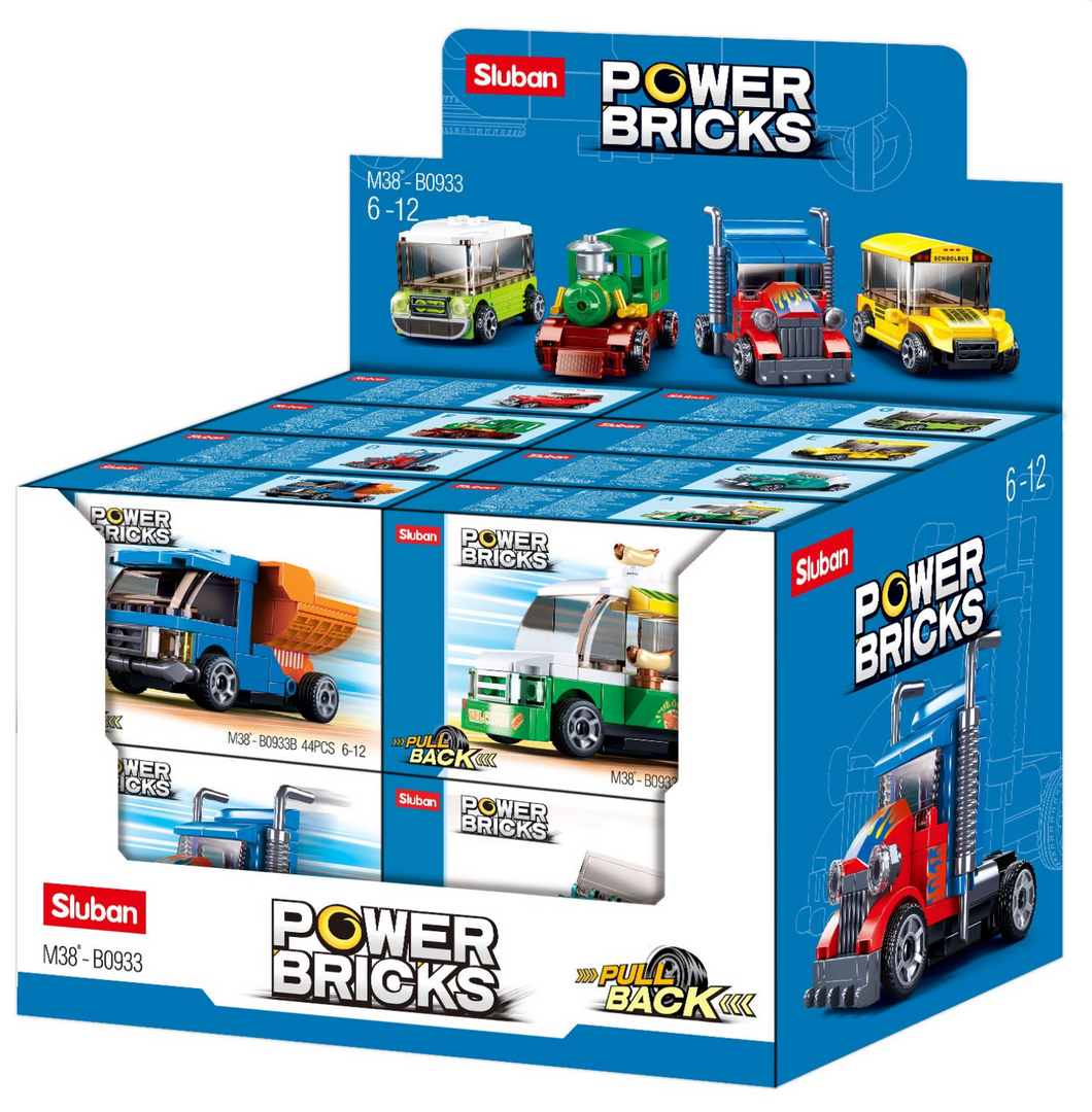 Power Bricks Pull Back Vehicles Assortment