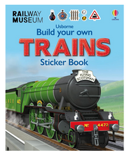 Load image into Gallery viewer, Usborne Build Your Own Trains Sticker Book
