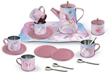 Load image into Gallery viewer, Rainbow Unicorn Tin Tea Set in Suitcase
