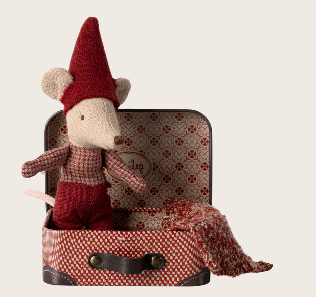 Maileg Christmas Mouse Pixy in Suitcase