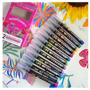 Wildflowers Brush Tip Acrylic Paint Pens Set of 12