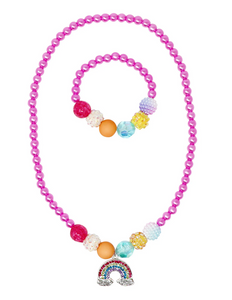 Pink Poppy Rainbow Necklace & Bracelet Set