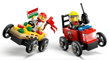 Load image into Gallery viewer, Lego City Pizza vs Fire Truck Race Car Pack 60458
