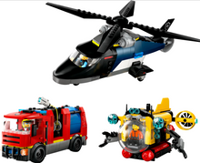 Load image into Gallery viewer, Lego City Helicopter, Fire Truck &amp; Submarine Remix 60462
