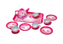 Load image into Gallery viewer, Pink Poppy Unicorn Butterfly 14 Piece Tin Tea Set
