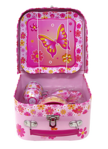 Pink Poppy Vibrant Vacation 7 Piece Tin Tea Set