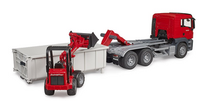 Bruder Construction MAN TGS Truck with Roll-off Container & Schaeff Compact Loader