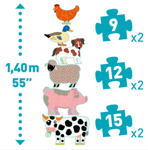 Djeco Honore & Friends Progressive Puzzle 9, 12 & 15 Piece