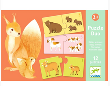 Load image into Gallery viewer, Djeco Duo Puzzle Baby Animals 12 Matching Pairs
