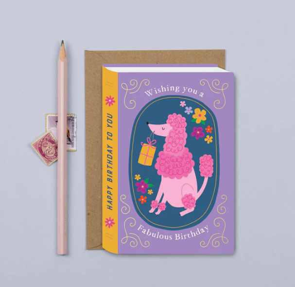 Fairytale Poodle Book Birthday Card