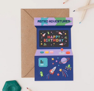 Astro Adventures Arcade Birthday Card