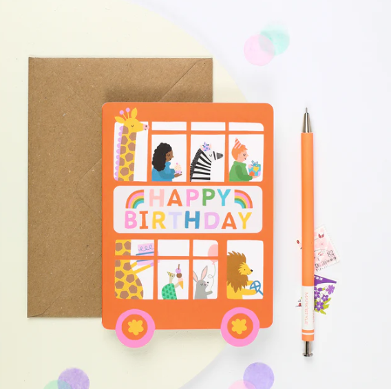 Double Decker Bus Birthday Card
