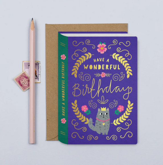Cat Book Birthday Card