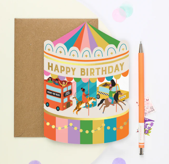 Fairground Carousal Birthday Card