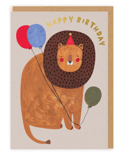 Balloons and Lion Birthday Card- Daria Solak