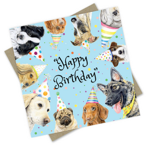 Party Hat Dogs Birthday Card