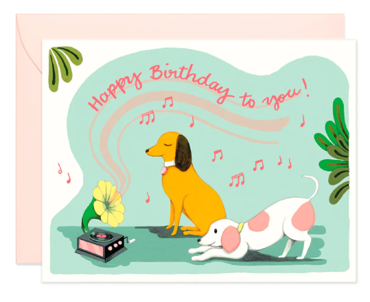 Gramophone Dogs Birthday Card
