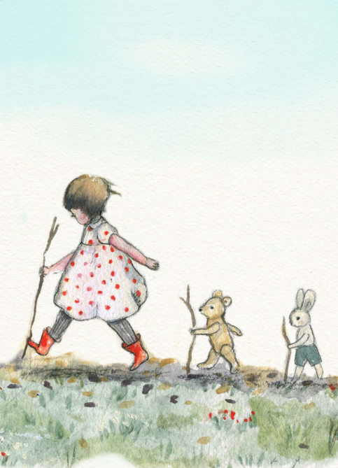 Walking with Bear and Bunny by Michelle Pleasance
