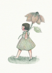 Girl Holding a Pink Daisy  by Michelle Pleasance