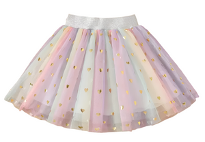 Pastel Tutu with Gold Love Hearts