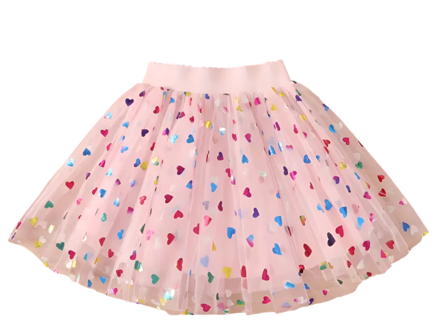 Pastel Pink Tutu with Rainbow Hearts
