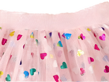 Load image into Gallery viewer, Pastel Pink Tutu with Rainbow Hearts
