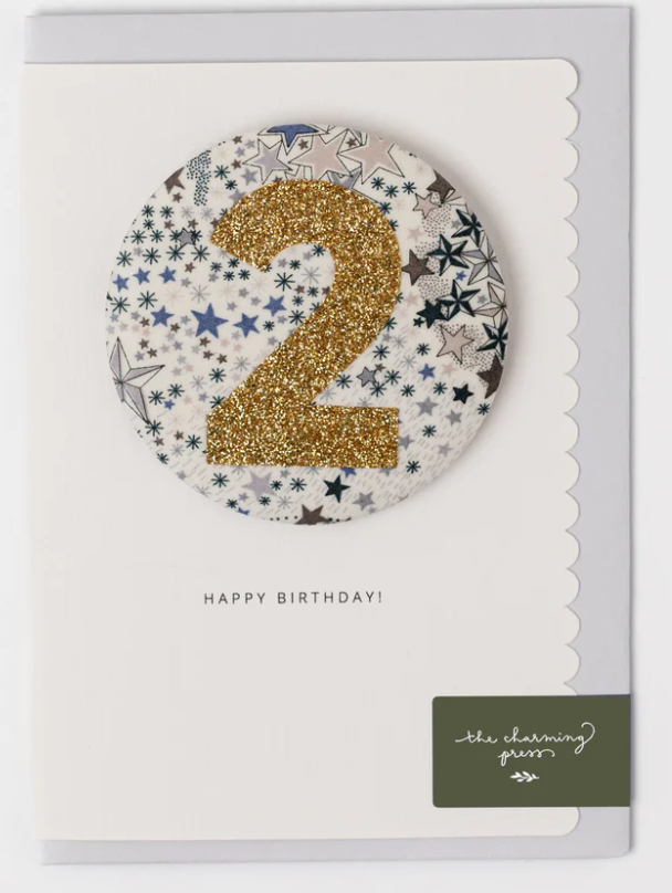 Age 2 Birthday Badge Card - Liberty Adelajda's Wish Fabric