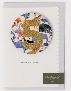 Age 5 Birthday Badge Card - Liberty Queue for the Zoo Fabric