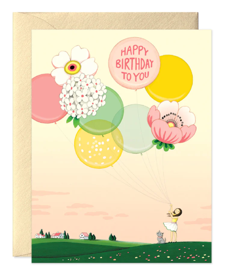 Floral Balloon Birthday Card